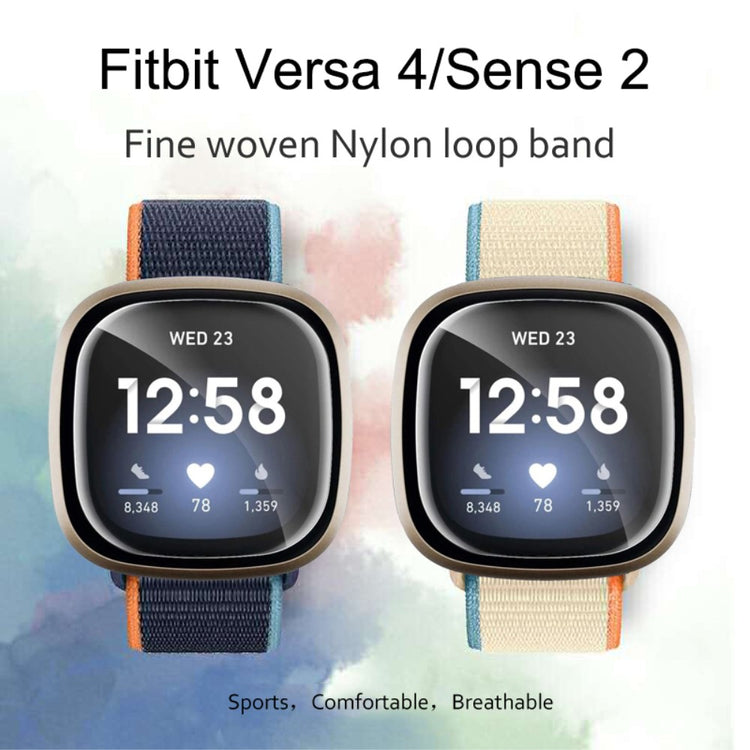 Kønt Nylon Universal Rem passer til Fitbit Versa 4 / Fitbit Sense 2 - Sort#serie_21