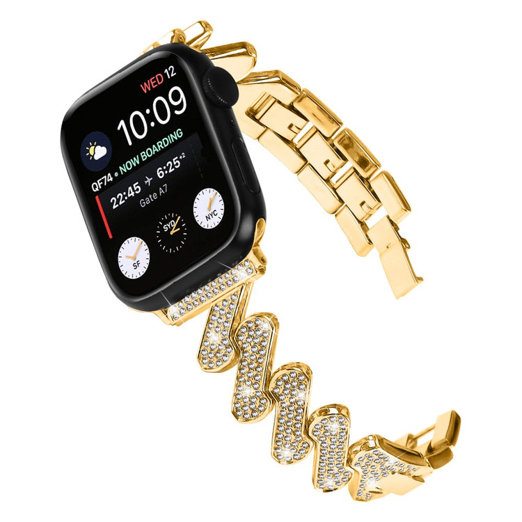 Metal Og Rhinsten Universal Rem passer til Fitbit Sense 2 / Fitbit Versa 4 - Guld#serie_2