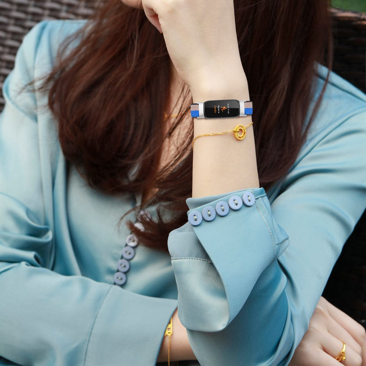 Cool Metal Og Nylon Rem passer til Fitbit Inspire 3 - Blå#serie_8