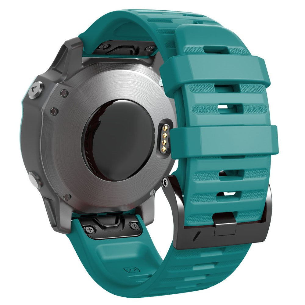 26mm simple stripe silicone strap with black buckle for Garmin watch - Blue-Green#serie_12