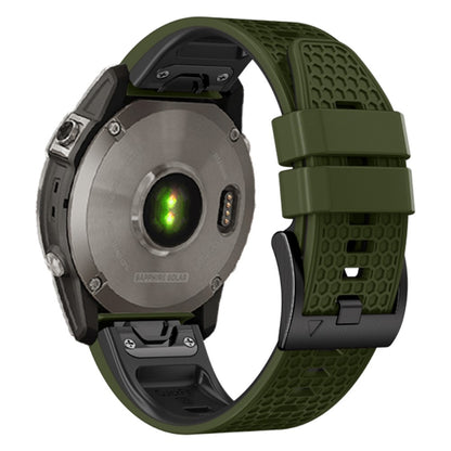 22mm dual-color honeycomb style silicone strap for Amazfit / Garmin / Coros watch - Army Green+Black#serie_8