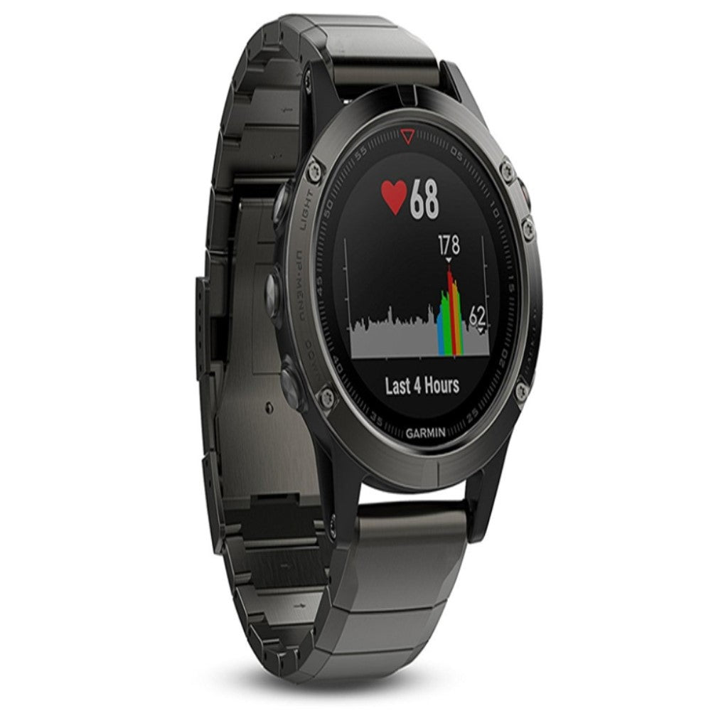 Slidstærk Garmin Fenix 5 Metal Rem - Sort#serie_2