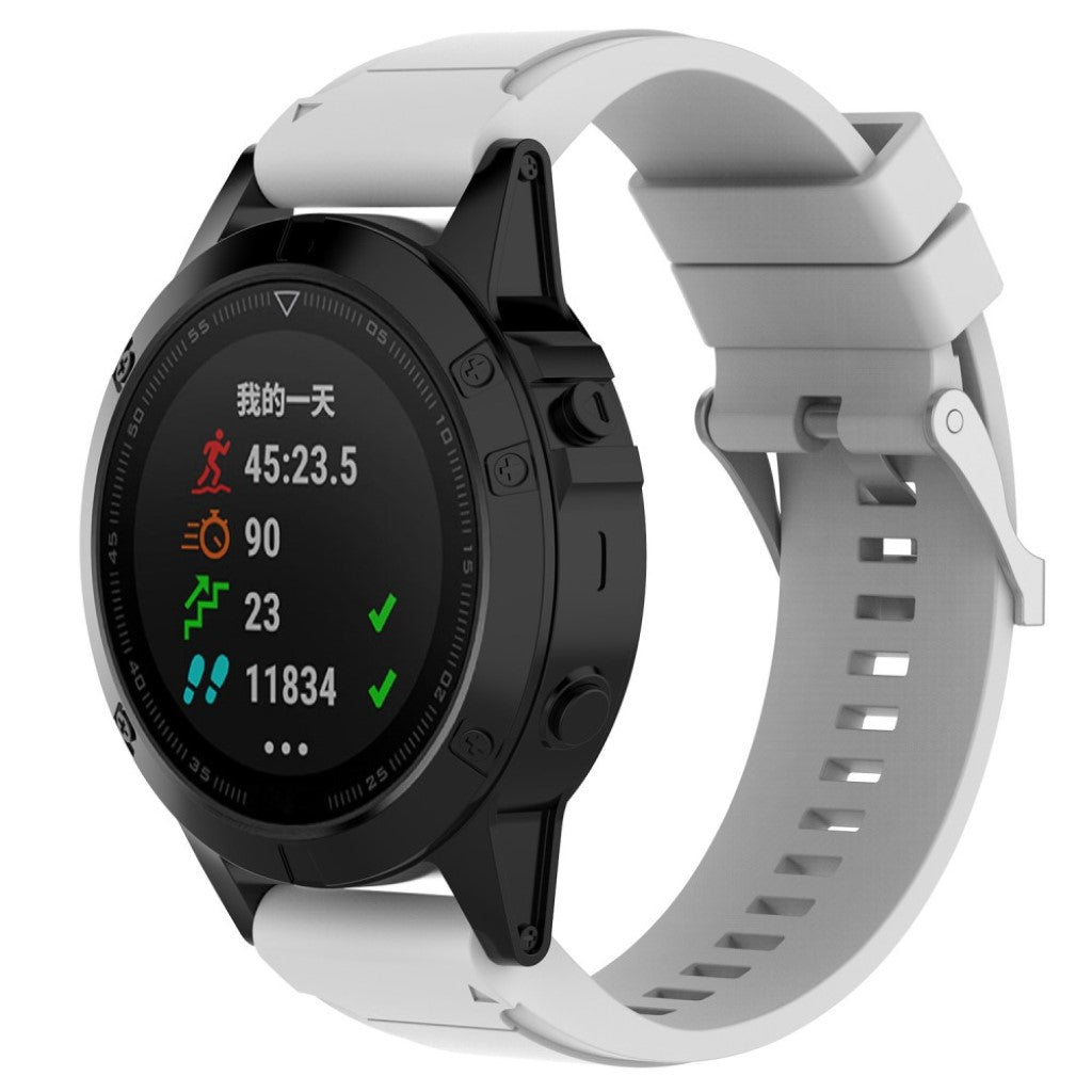 Pænt Garmin Fenix 5X / Garmin Tactix Charlie Silikone Rem - Hvid#serie_6