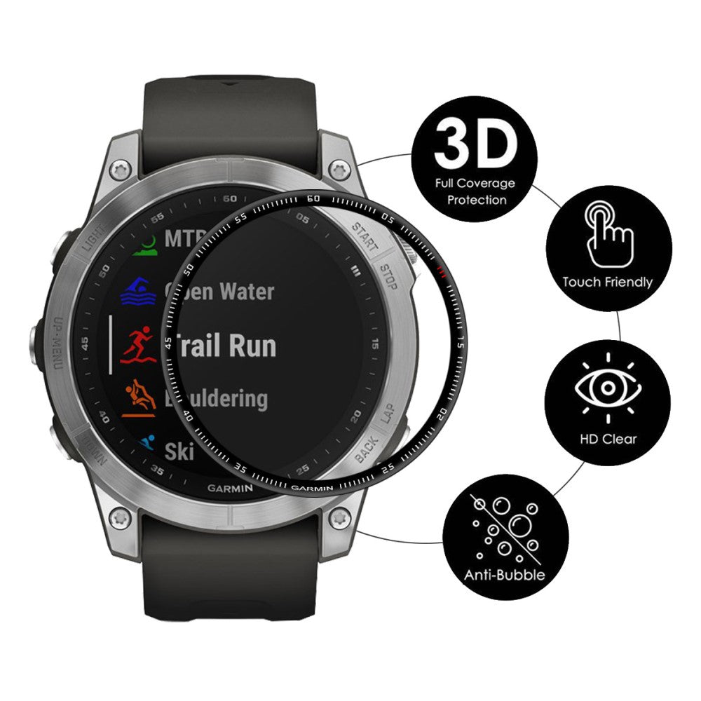 2stk Garmin Fenix 7X Plastik  3D Kurvet Skærmbeskytter - Gennemsigtig#serie_191