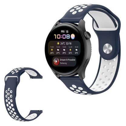 22mm Universal dual color silicone watch strap - Midnight Blue / White#serie_14