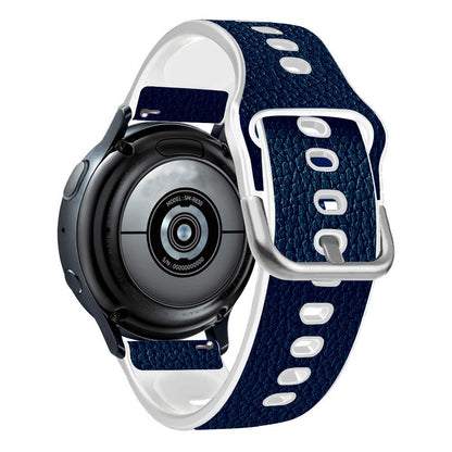 22mm Universal litchi texture leather  watch strap - Blue#serie_5