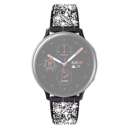 22mm Universal glitter adorned stainless steel watch strap - Black#serie_2