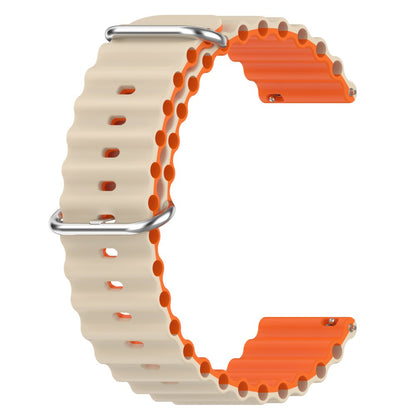22mm Universal wavy style silicone watch strap - Starlight / Orange#serie_10