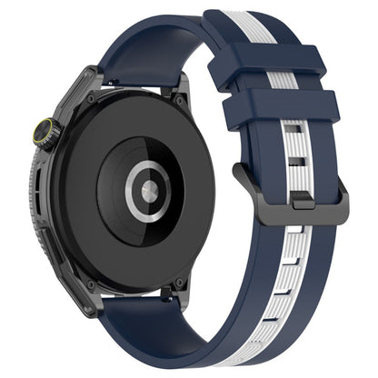 22mm Universal dual-color silicone watch strap - Midnight Blue / White#serie_9