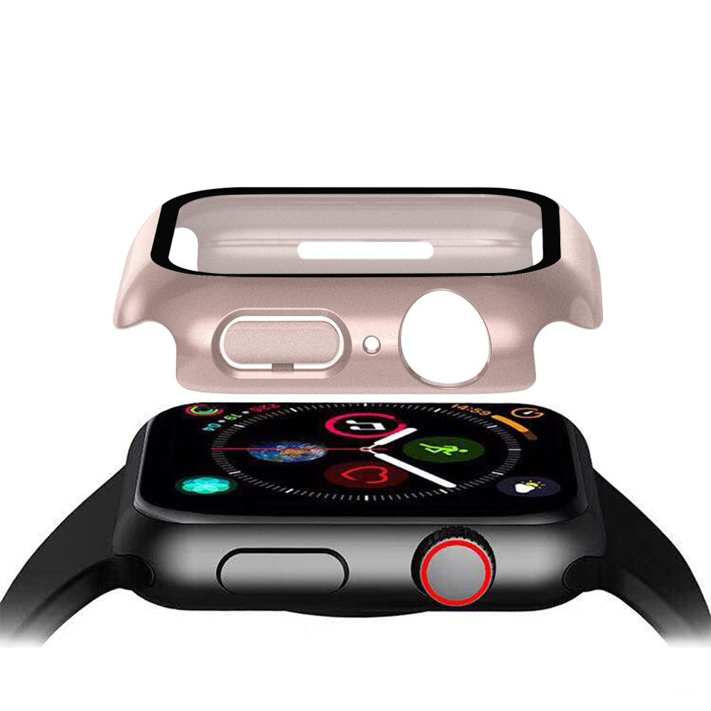 Mega Fint Apple Watch Series 7 41mm Cover med Skærmbeskytter i Plastik og Hærdet Glas - Pink#serie_10