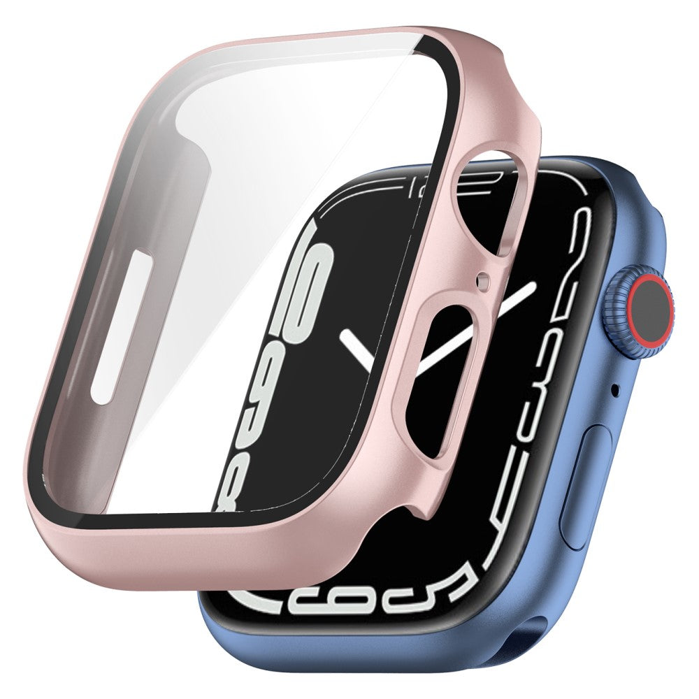 Fint Apple Watch Series 7 41mm Cover med Skærmbeskytter i Plastik og Hærdet Glas - Pink#serie_6