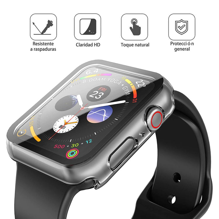 Rigtigt Godt Apple Watch Series 7 41mm Cover med Skærmbeskytter i Plastik og Hærdet Glas - Gennemsigtig#serie_026