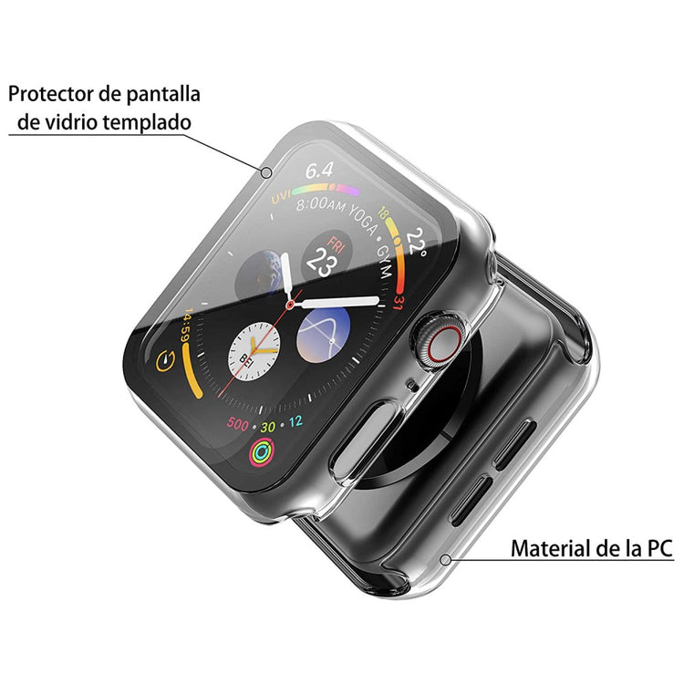 Rigtigt Godt Apple Watch Series 7 41mm Cover med Skærmbeskytter i Plastik og Hærdet Glas - Gennemsigtig#serie_026