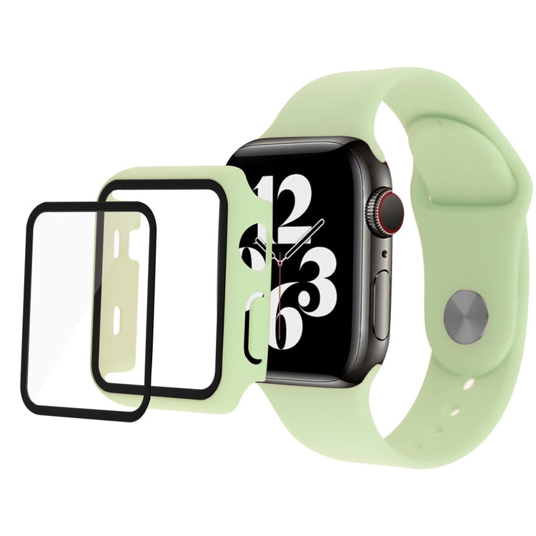 Apple Watch Series 7 41mm Silikone Cover med Rem og Hærdet Glas - Grøn#serie_2