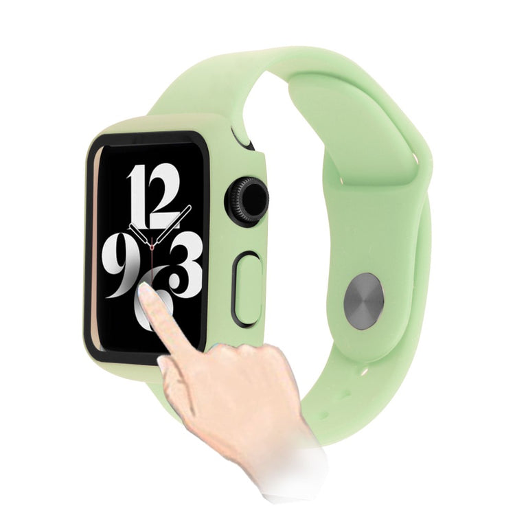 Apple Watch Series 7 41mm Silikone Cover med Rem og Hærdet Glas - Grøn#serie_2