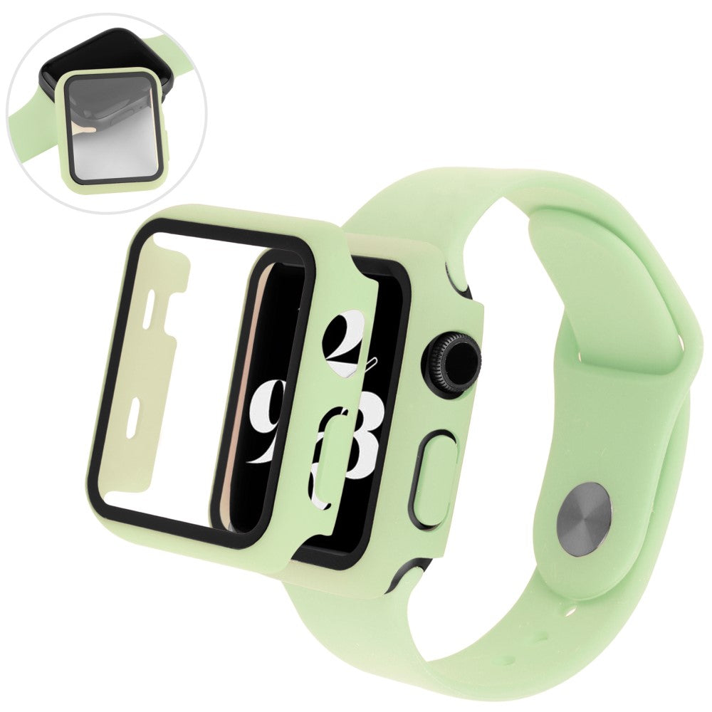 Apple Watch Series 7 41mm Silikone Cover med Rem og Hærdet Glas - Grøn#serie_2