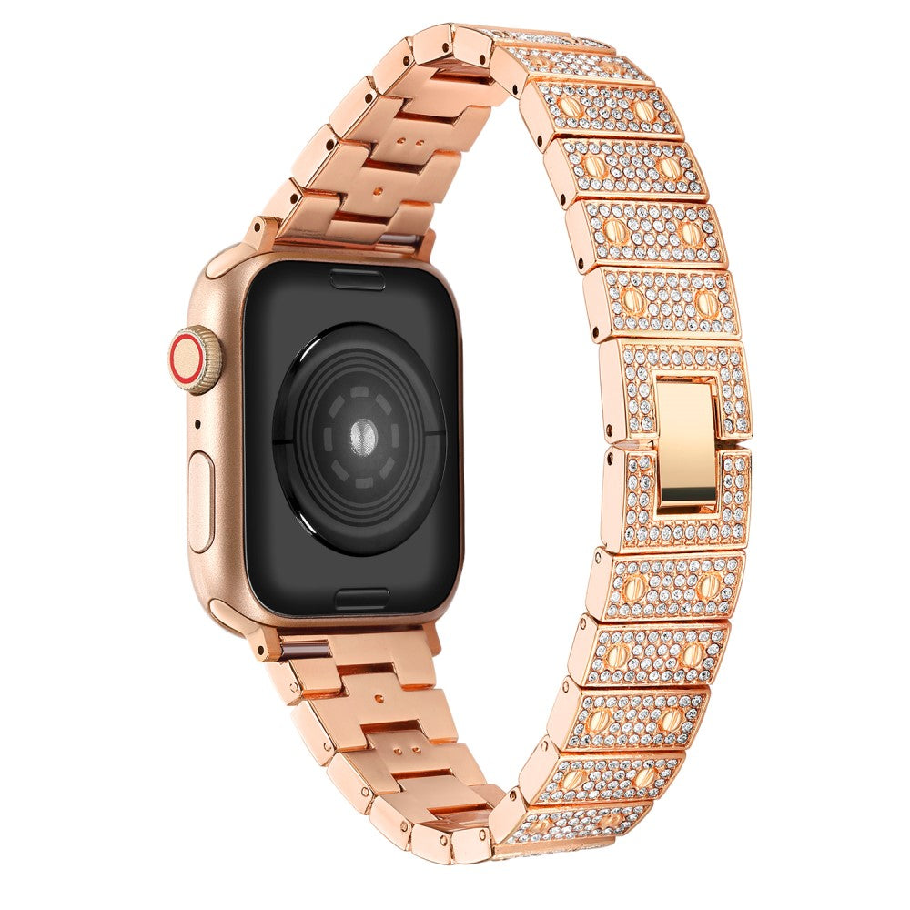 Rigtigt fed Apple Watch Series 7 41mm Metal og Rhinsten Rem - Pink#serie_3