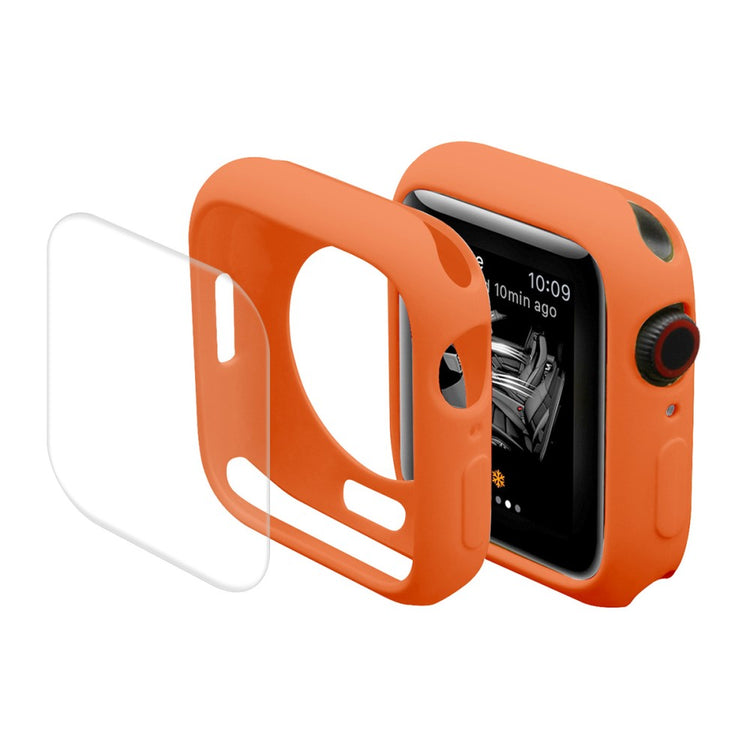 Super Flot Apple Watch Series 7 41mm Cover med Skærmbeskytter i Silikone - Orange#serie_5