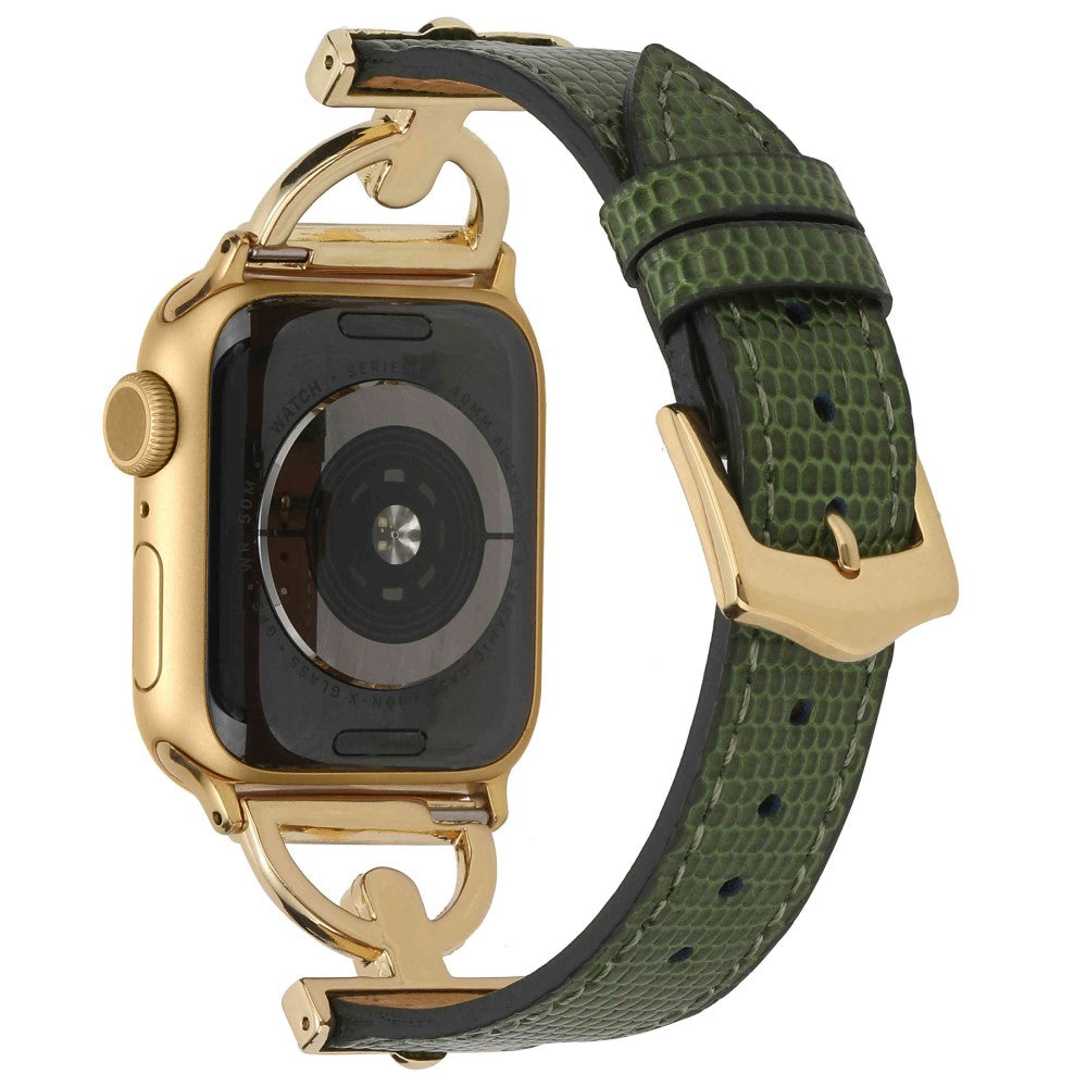 Mega flot Apple Watch Series 7 41mm Metal og Kunstlæder Rem - Guld#serie_1