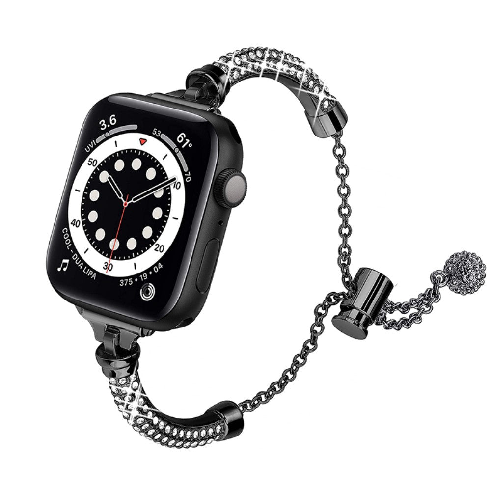Vildt smuk Apple Watch Series 7 41mm Metal og Rhinsten Rem - Sort#serie_1