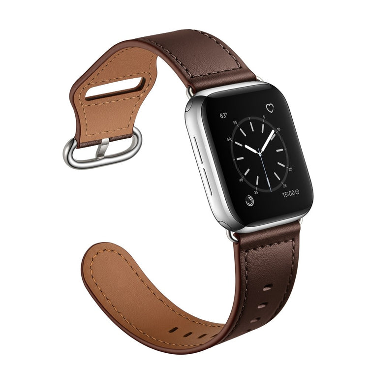 Fortrinligt Apple Watch Series 7 41mm Ægte læder Urrem - Brun#serie_6