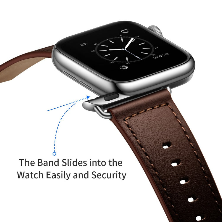 Fortrinligt Apple Watch Series 7 41mm Ægte læder Urrem - Brun#serie_6