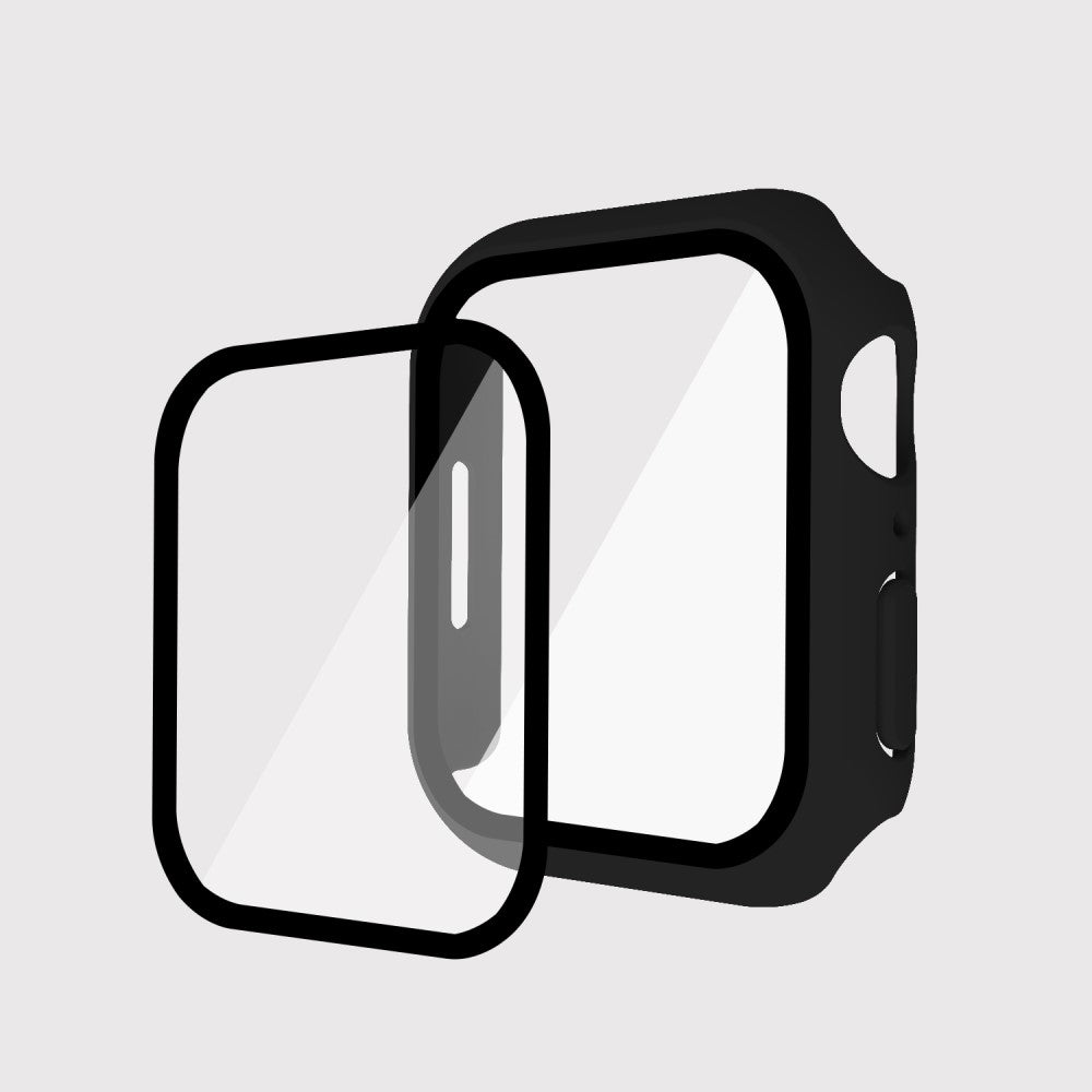 Vildt Godt Apple Watch Series 7 45mm Cover med Skærmbeskytter i Plastik og Hærdet Glas - Gennemsigtig#serie_1