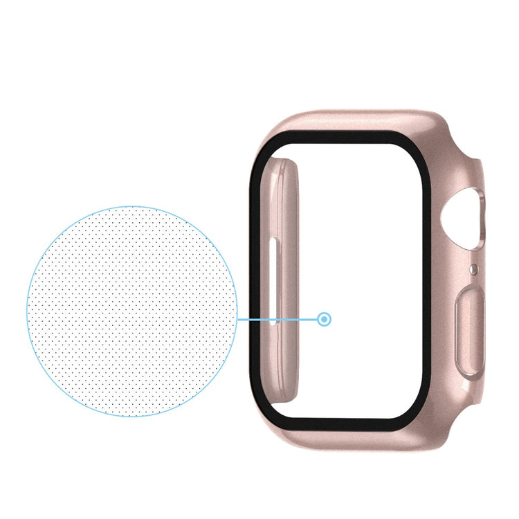 Vildt Godt Apple Watch Series 7 45mm Cover med Skærmbeskytter i Plastik og Hærdet Glas - Pink#serie_10