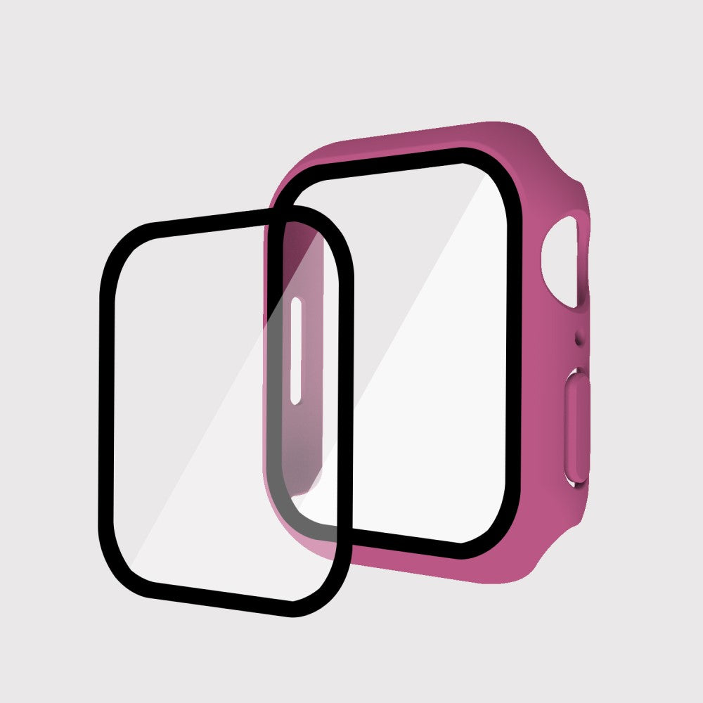 Vildt Godt Apple Watch Series 7 45mm Cover med Skærmbeskytter i Plastik og Hærdet Glas - Pink#serie_13