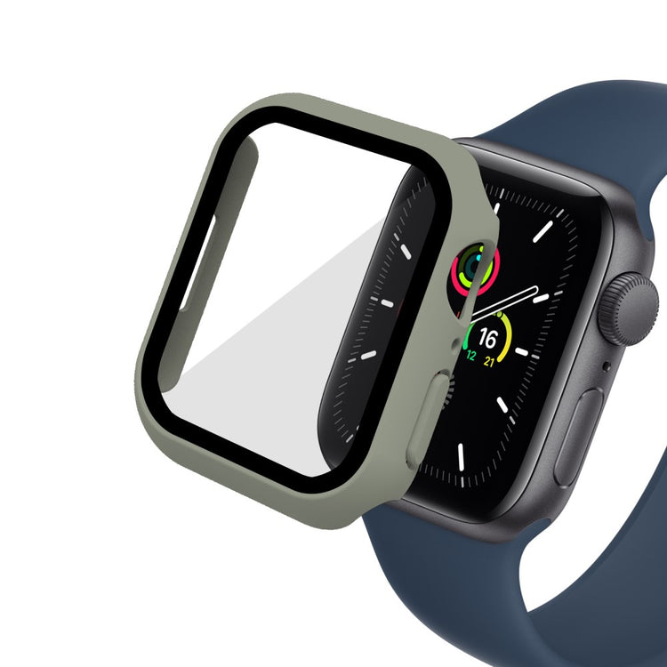 Vildt Godt Apple Watch Series 7 45mm Cover med Skærmbeskytter i Plastik og Hærdet Glas - Brun#serie_9