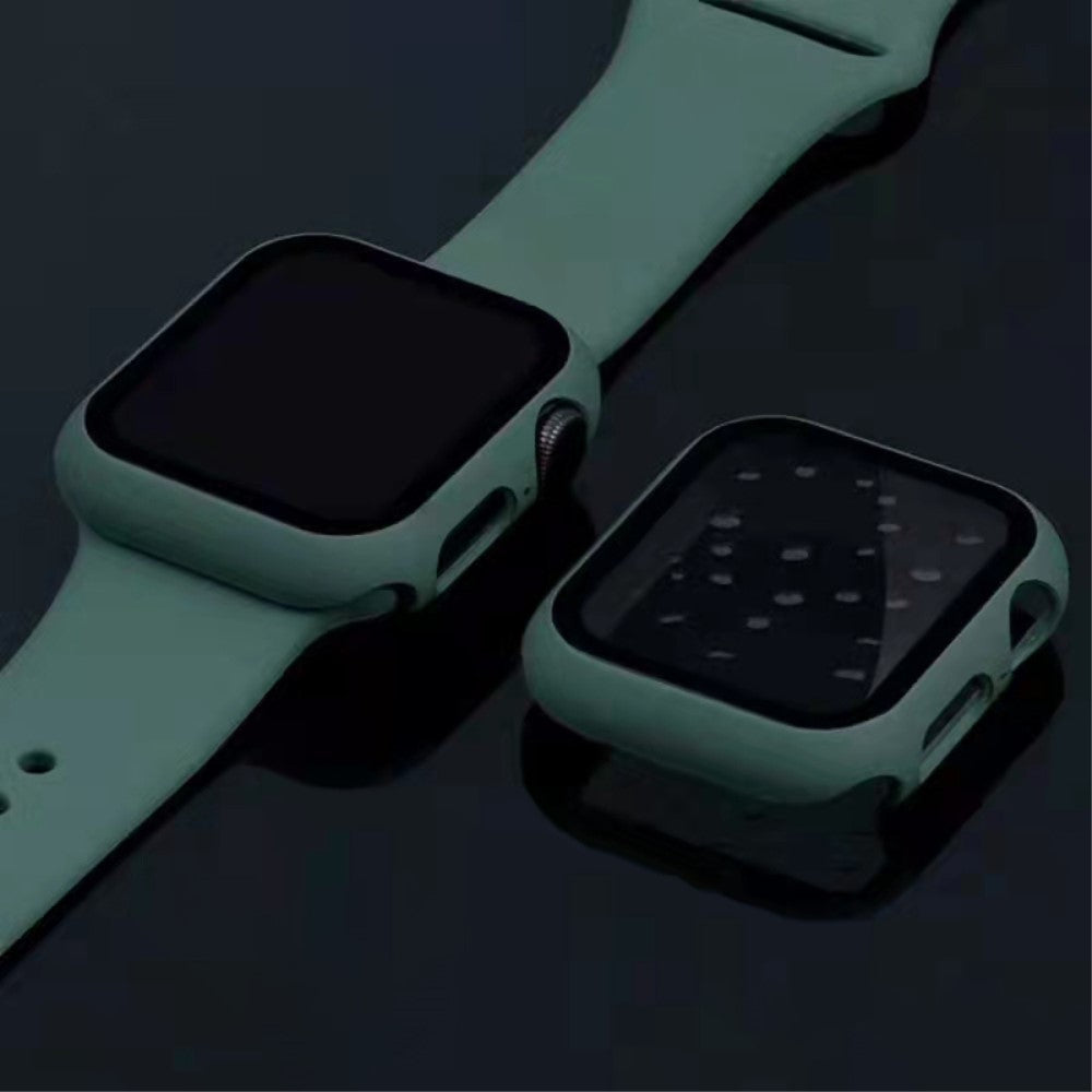 Super Godt Apple Watch Series 7 45mm Cover med Skærmbeskytter i Plastik og Hærdet Glas - Grøn#serie_4