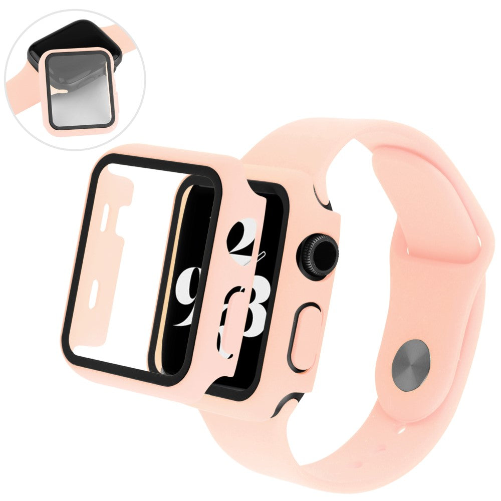 Apple Watch Series 7 45mm Plastik Cover med Rem og Hærdet Glas - Pink#serie_5