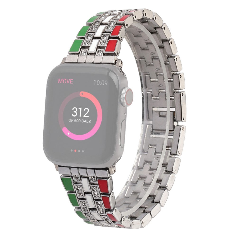 Meget kønt Apple Watch Series 7 45mm Metal og Rhinsten Rem - Flerfarvet#serie_2