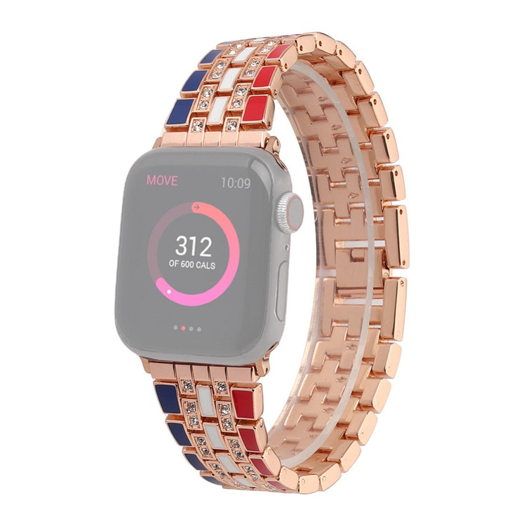 Meget kønt Apple Watch Series 7 45mm Metal og Rhinsten Rem - Flerfarvet#serie_5