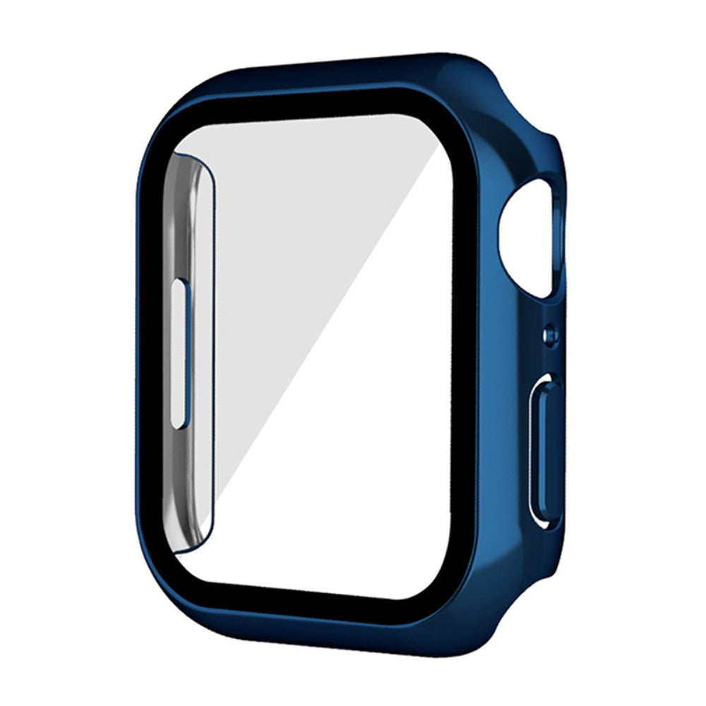 Super Pænt Apple Watch Series 7 45mm Cover med Skærmbeskytter i Plastik og Hærdet Glas - Blå#serie_6