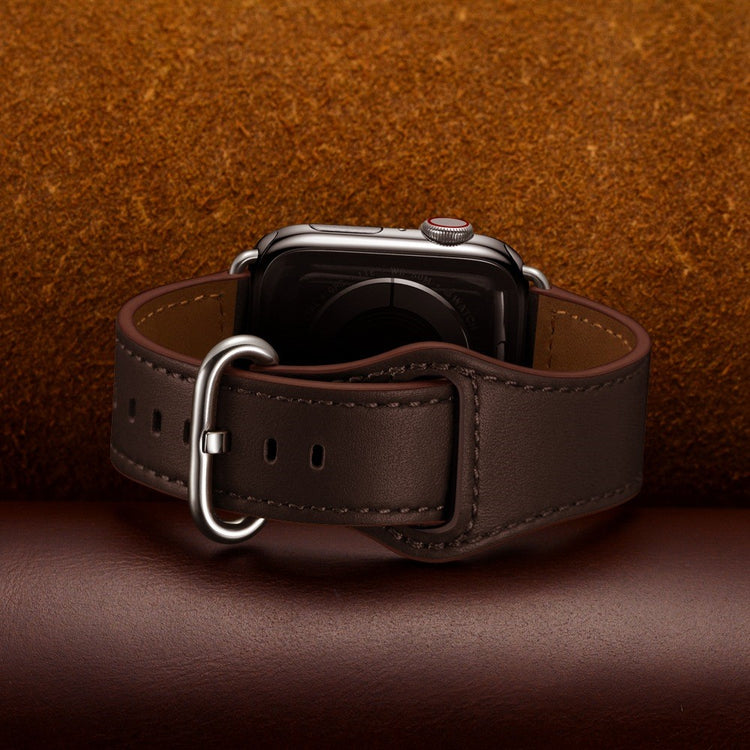 Helt vildt fed Apple Watch Series 7 45mm Ægte læder Urrem - Brun#serie_6