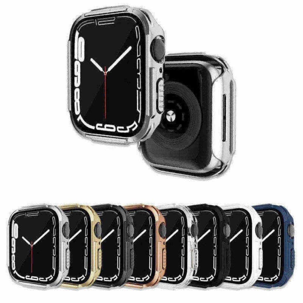 Rigtigt Fint Apple Watch Series 7 45mm Cover med Skærmbeskytter i Plastik og Hærdet Glas - Gennemsigtig#serie_6