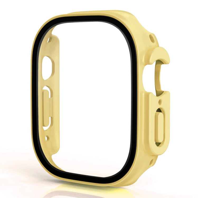 Beskyttende Apple Watch Ultra Cover med Skærmbeskytter i Plastik og Hærdet Glas - Gul#serie_11