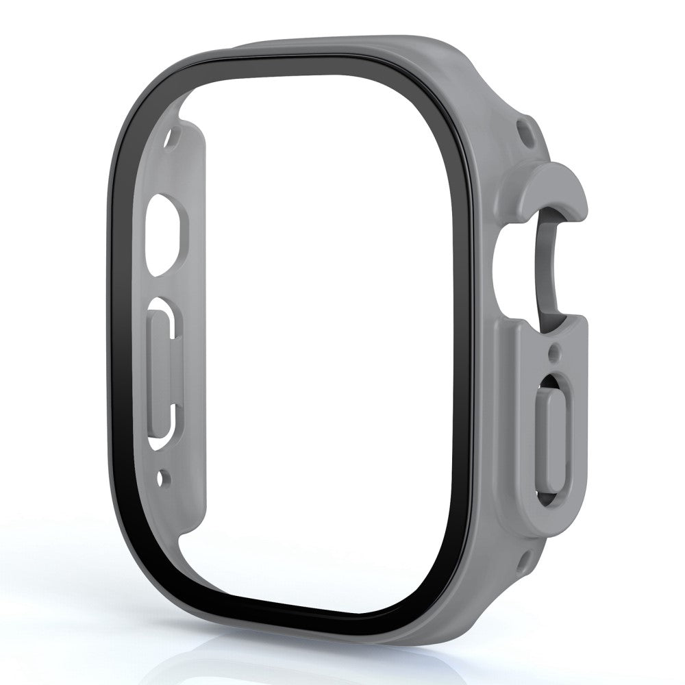 Beskyttende Apple Watch Ultra Cover med Skærmbeskytter i Plastik og Hærdet Glas - Sølv#serie_14