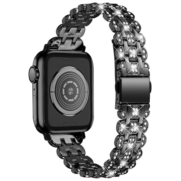 Mega fed Apple Watch Series 7 41mm Metal og  Rhinsten Urrem - Sort#serie_2