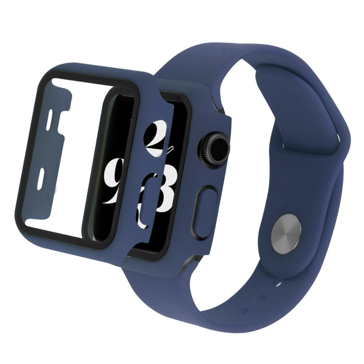 Apple Watch Series 8 (41mm) / Apple Watch Series 7 41mm Plastik Rem med Cover og Hærdet Glas - Blå#serie_13