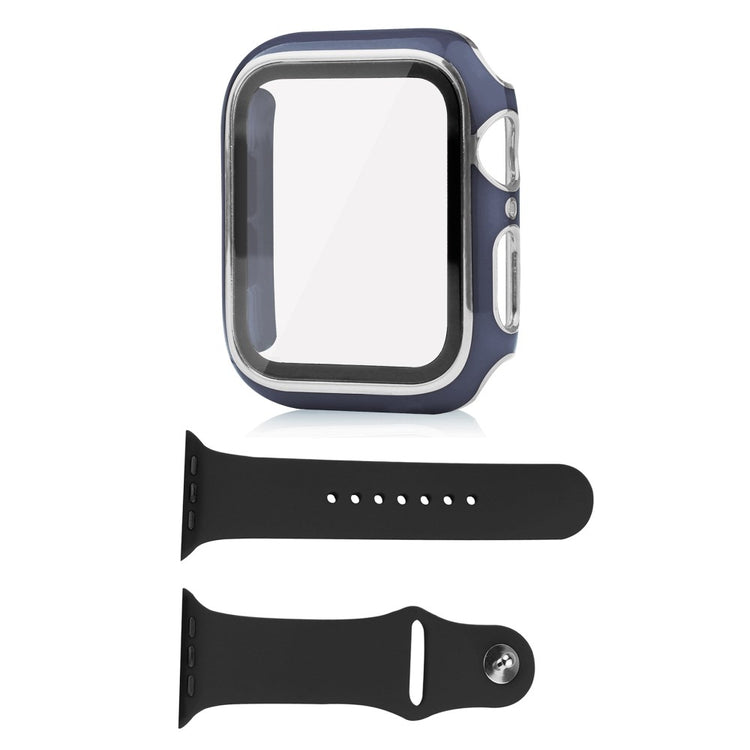 Apple Watch Series 8 (41mm) / Apple Watch Series 7 41mm Plastik Cover med Cover og Hærdet Glas - Blå#serie_10