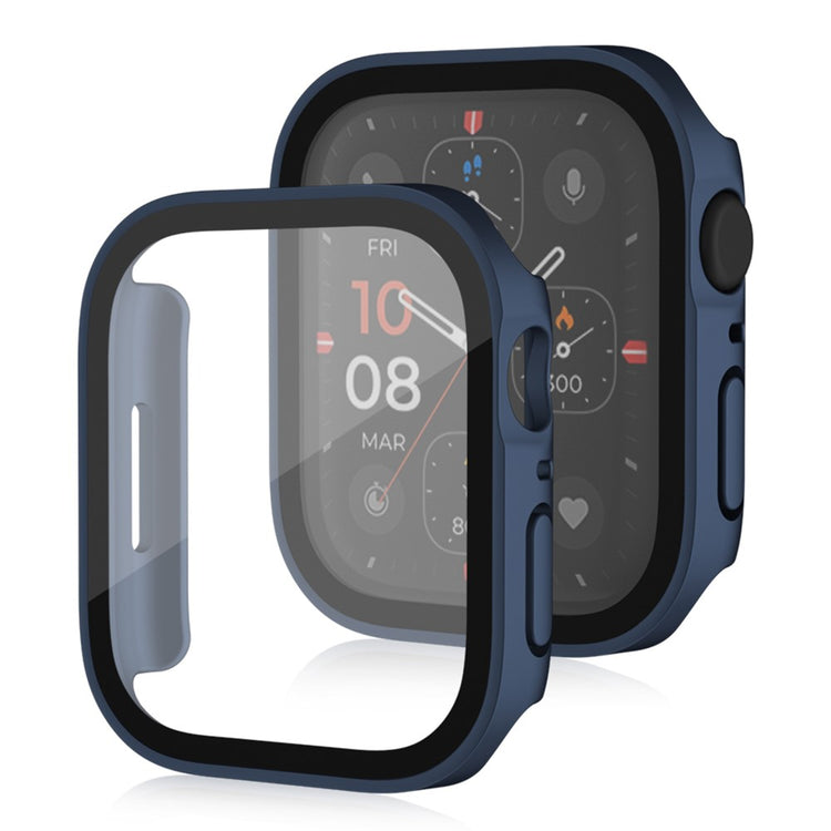 Mega Fed Apple Watch Series 8 (45mm) / Apple Watch Series 7 45mm Cover med Skærmbeskytter i Plastik og Hærdet Glas - Blå#serie_5