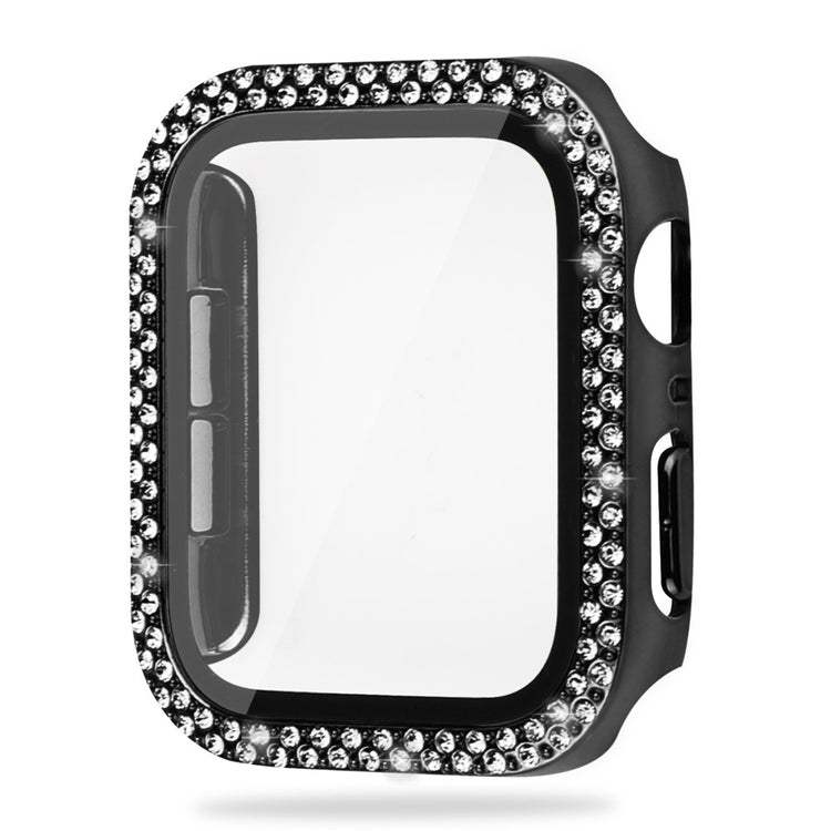 Mega Fint Universal Apple Cover med Skærmbeskytter i Plastik, Rhinsten og Hærdet Glas - Sort#serie_1