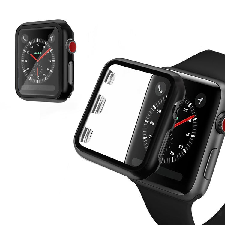 Alle Tiders Apple Watch Series 1-3 42mm Cover med Skærmbeskytter i Hærdet Glas - Sort#serie_1