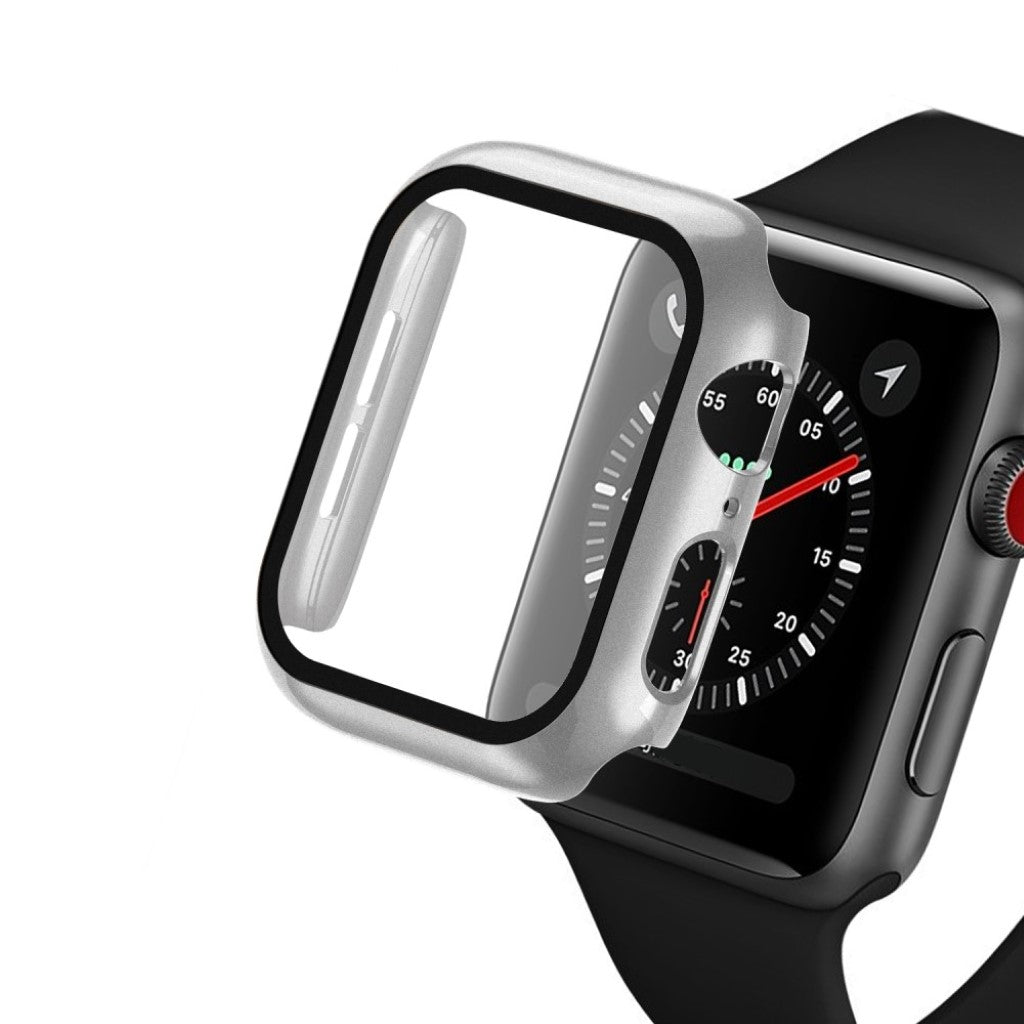 Alle Tiders Apple Watch Series 1-3 42mm Cover med Skærmbeskytter i Hærdet Glas - Sølv#serie_2