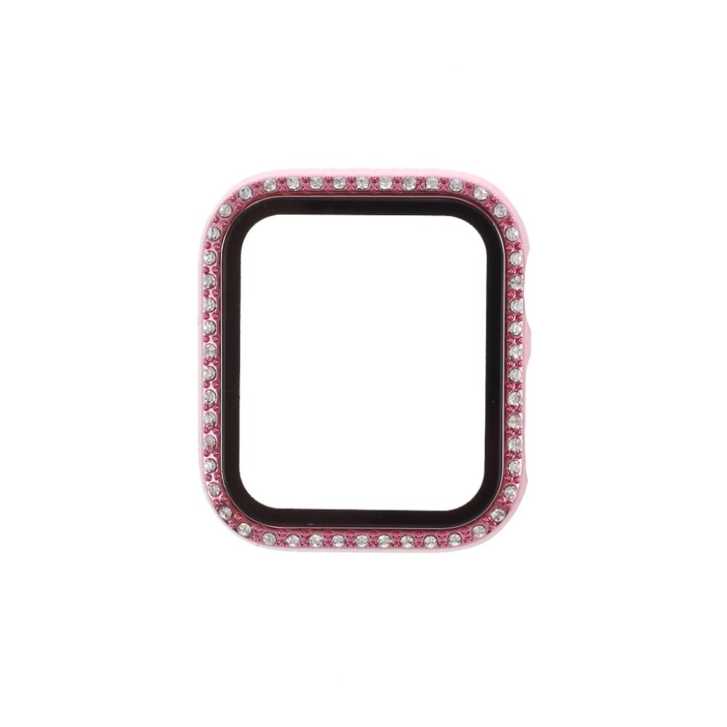 Super Fed Apple Watch Series 1-3 38mm Cover med Skærmbeskytter i Rhinsten, Silikone og Hærdet Glas - Pink#serie_6