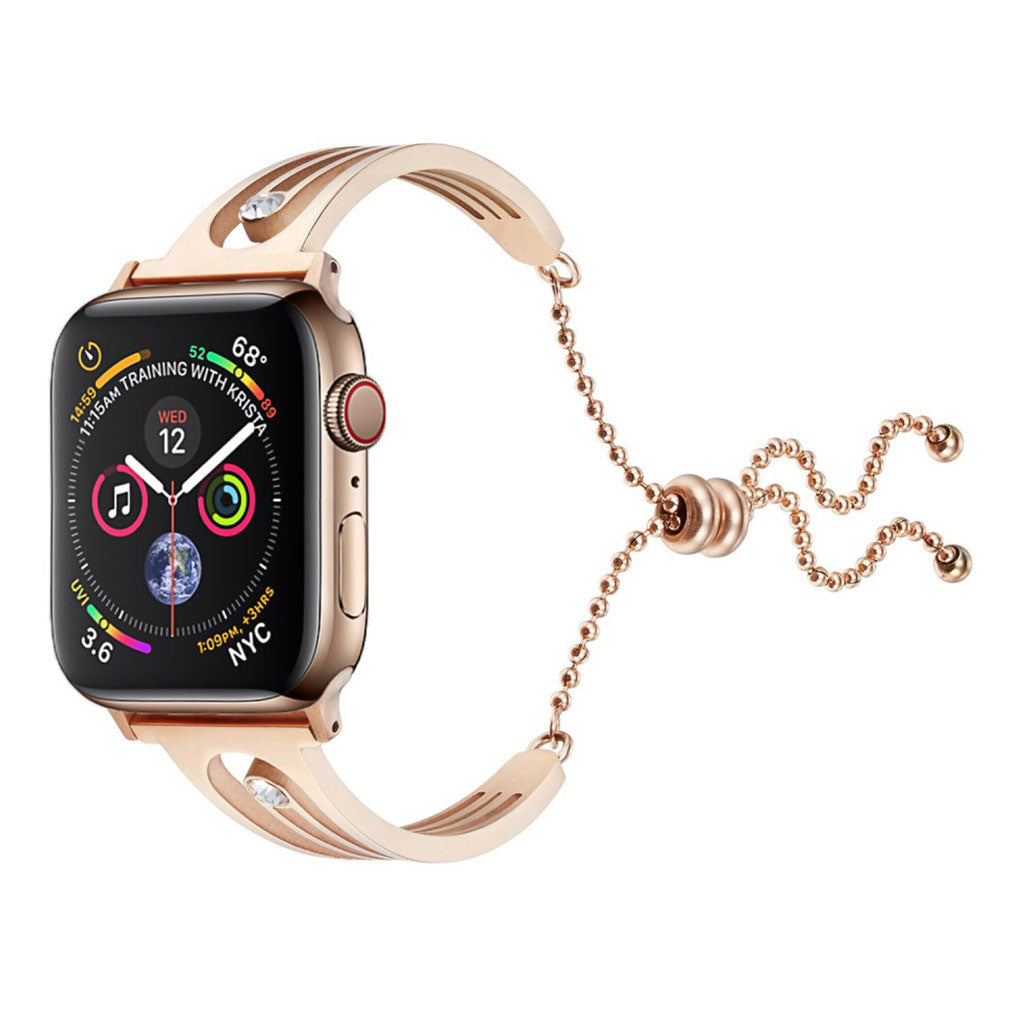 Klassisk Apple Watch Series 4 40mm Metal og Rhinsten Rem - Guld#serie_079