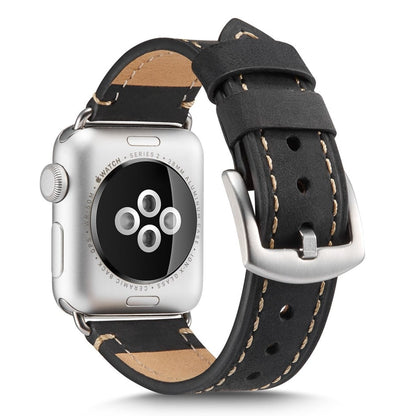 Rigtigt sejt Apple Watch Series 4 44mm Ægte læder Rem - Sort#serie_1