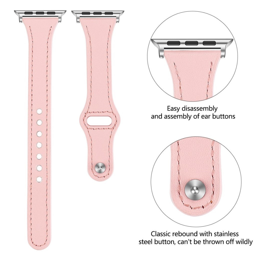 Rigtigt skøn Apple Watch Series 5 40mm Ægte læder Rem - Pink#serie_2